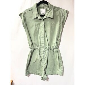 Celebrity Pink Womens Sage Green Utility Romper Drawstring Waist Size S